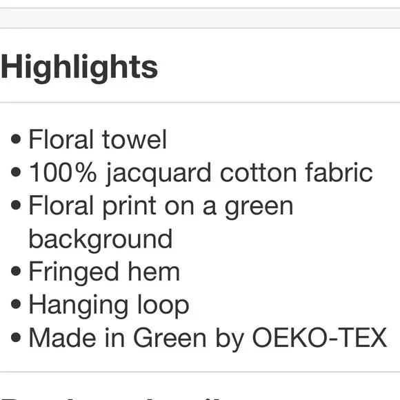 2!!!! THRESHOLD NWT traditional garden floral bath towels -green - Picture 5 of 9